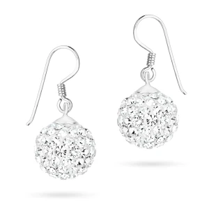 Srebrne kolczyki błyszczące kule shamballa Swarovski 12mm Soledo