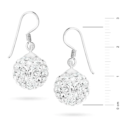 Srebrne kolczyki błyszczące kule shamballa Swarovski 12mm Soledo