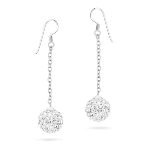 Srebrne kolczyki wiszące błyszczące kule shamballa Swarovski 12mm Soledo