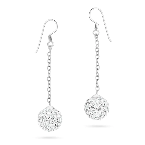 Srebrne kolczyki wiszące błyszczące kule shamballa Swarovski 12mm Soledo K1202-925 marko