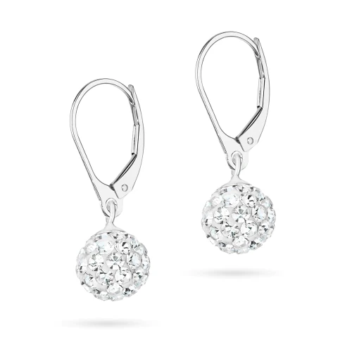 Srebrne kolczyki błyszczące kule shamballa Swarovski 8mm Soledo