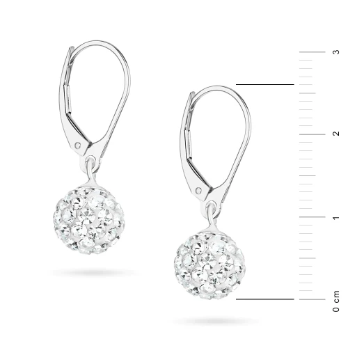 Srebrne kolczyki błyszczące kule shamballa Swarovski 8mm Soledo