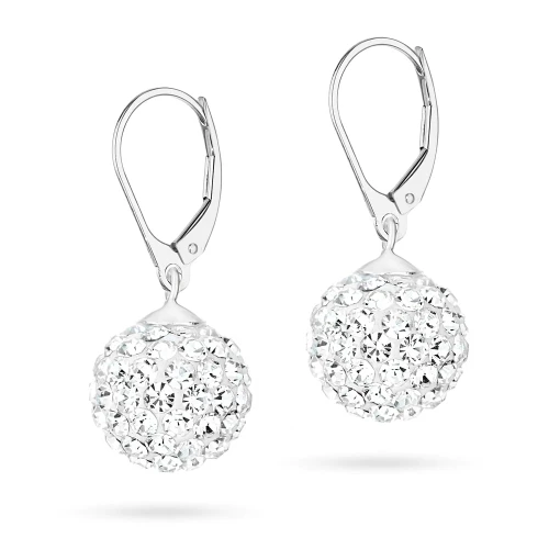 Srebrne kolczyki błyszczące kule shamballa Swarovski 12mm Soledo