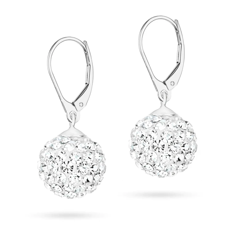 Srebrne kolczyki błyszczące kule shamballa Swarovski 12mm Soledo