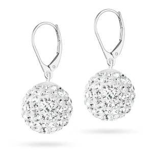 Srebrne kolczyki błyszczące kule shamballa Swarovski 14mm Soledo
