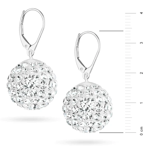 Srebrne kolczyki błyszczące kule shamballa Swarovski 16mm Soledo
