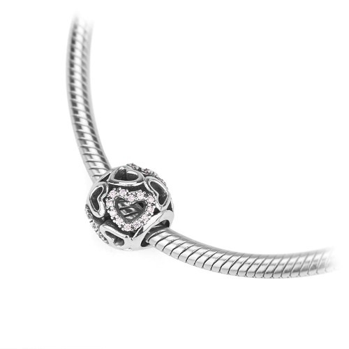 Srebrna zawieszka wisiorek Charms koralik serca cyrkonie Z584-925-S marko
