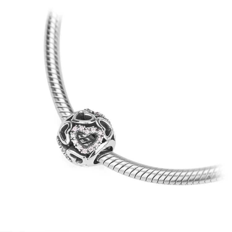Srebrna zawieszka wisiorek Charms koralik serca cyrkonie Z584-925-S marko