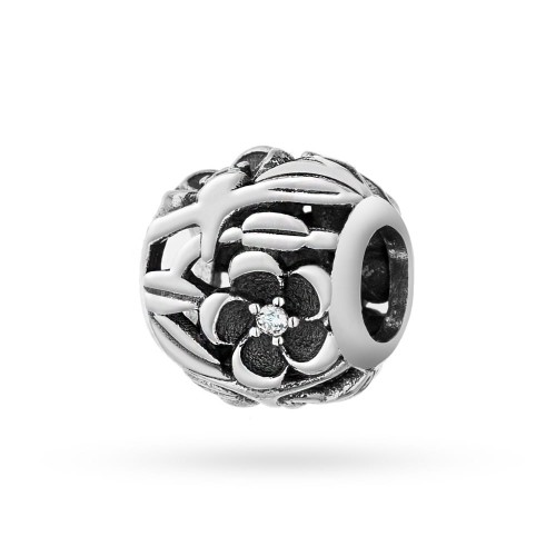 Srebrna zawieszka wisiorek Charms koralik ażurowy kwiaty Z592-925-S marko