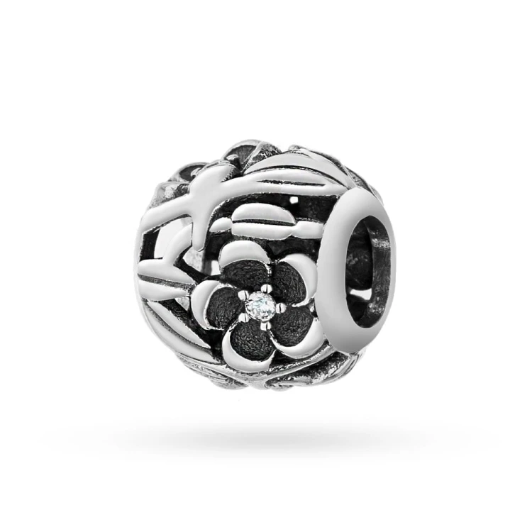 Srebrna zawieszka wisiorek Charms koralik ażurowy kwiaty Z592-925-S marko
