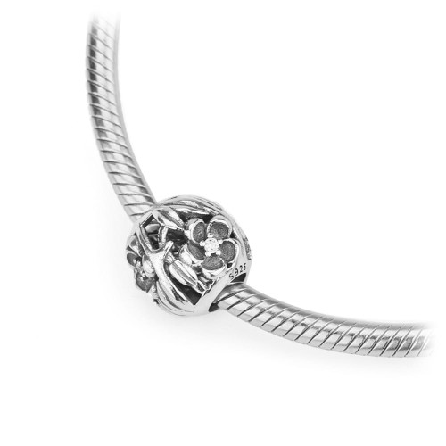 Srebrna zawieszka wisiorek Charms koralik ażurowy kwiaty Z592-925-S marko