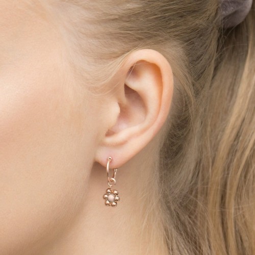 Srebrne kolczyki różowe rose gold koła z zawieszką kwiatki różowe koraliki Kleur MARKO