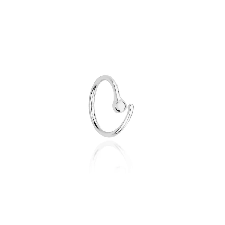 Pojedynczy srebrny kolczyk kółko rozcięte do ucha, nosa, brwi, piercing sprężynka K231-925-S marko