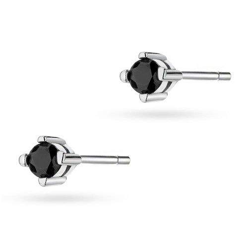 Srebrne kolczyki na sztyft pojedyncza czarna cyrkonia basic klasyczne Jeso K1225-925-CZS marko