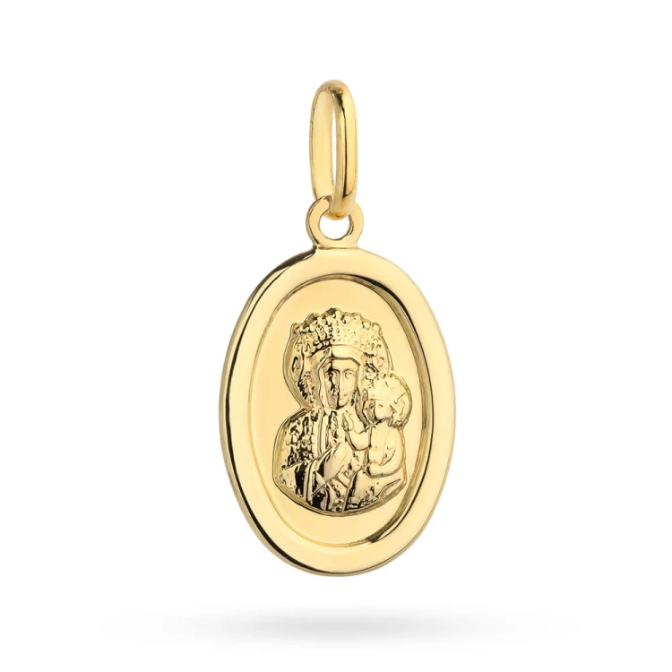Złoty medalik Matka Boska Częstochowska owal MD-GW-043-585 marko