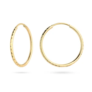 Złote diamentowane kolczyki koła 33mm Jeso