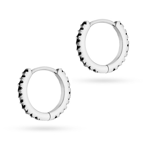 Srebrne kolczyki małe kółka 10mm z czarnymi cyrkoniami Kleur 
 K1240-925-CZS marko