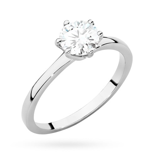 Pierścionek z białego złota z brylantem 1,00ct w sześciu łapkach Klasyka W535-B585-B1.00 marko