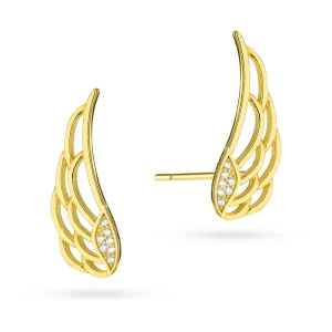 Pozłacane kolczyki skrzydła anioła z cyrkoniami sztyft Virino