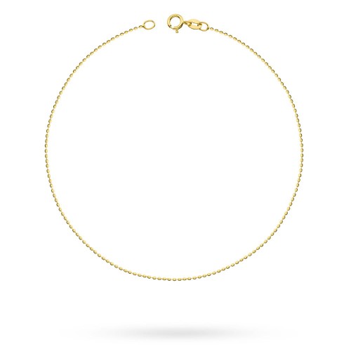 Złota bransoletka na nogę kostkę diamentowana kulka 25cm