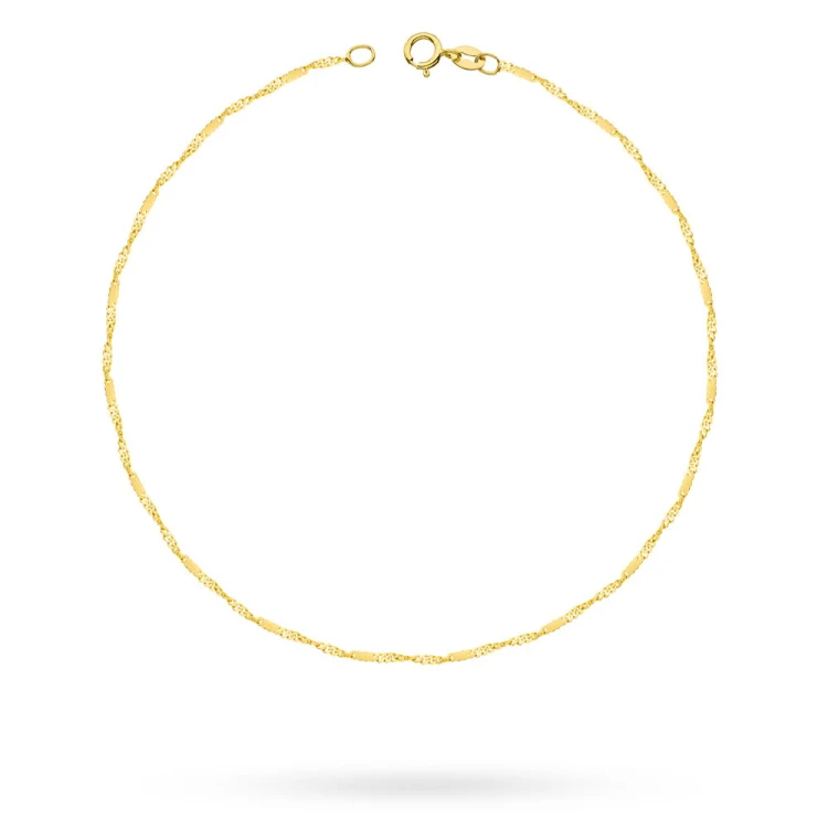 Złota bransoletka na nogę kostkę singapur z ozdobnymi blaszkami 25cm BN061-585 marko