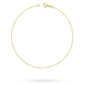 Złota bransoletka na nogę kostkę diamentowany ankier 585 blaszki 25cm