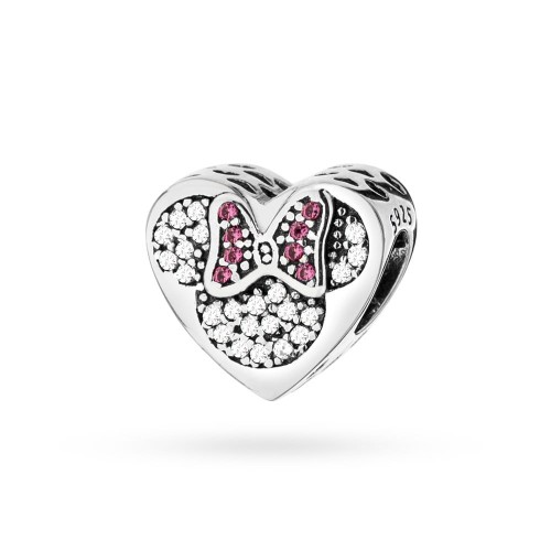Srebrna zawieszka Charms myszka z cyrkoniami i różową kokardką Z620-925 marko
