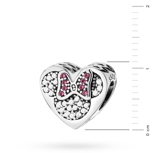 Srebrna zawieszka Charms myszka z cyrkoniami i różową kokardką Z620-925 marko