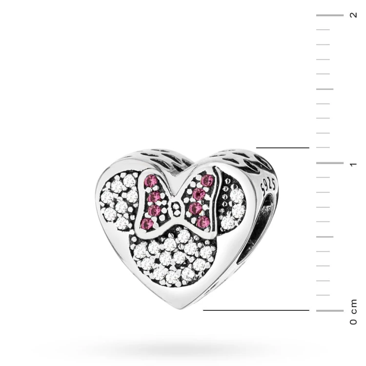 Srebrna zawieszka Charms myszka z cyrkoniami i różową kokardką Z620-925 marko