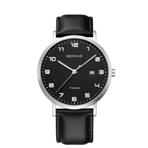 Męski zegarek Bering Titanium 18640-402 na skórzanym pasku MARKO