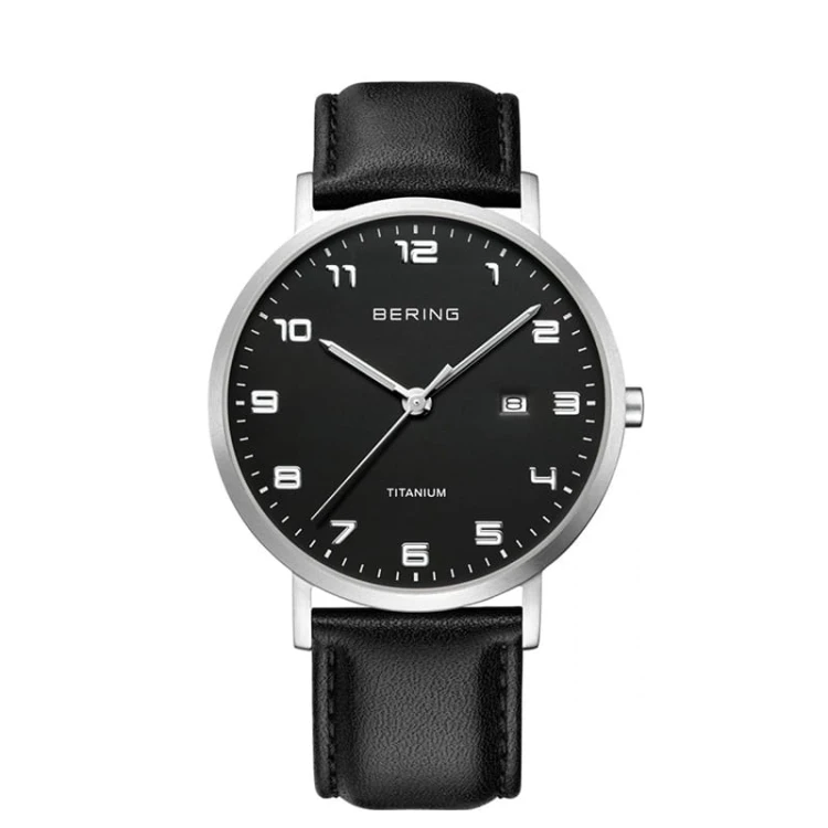 Męski zegarek Bering Titanium 18640-402 na skórzanym pasku MARKO