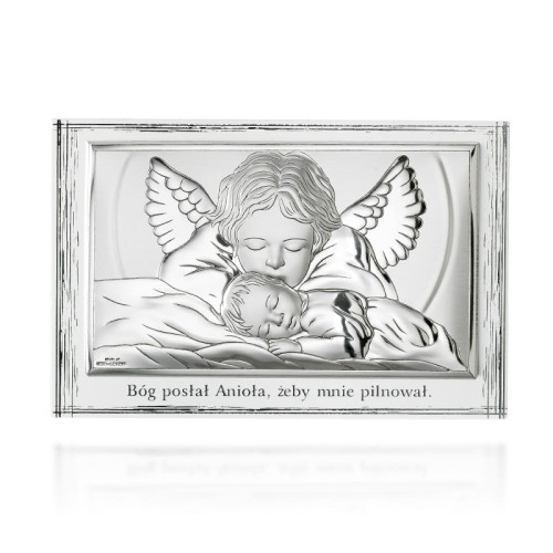 Obrazek z wizerunkiem Aniołka całującego śpiące dziecko, prostokątny