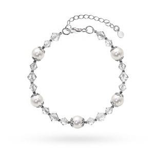 Bransoletka na ślub Swarovski białe perły i kryształy