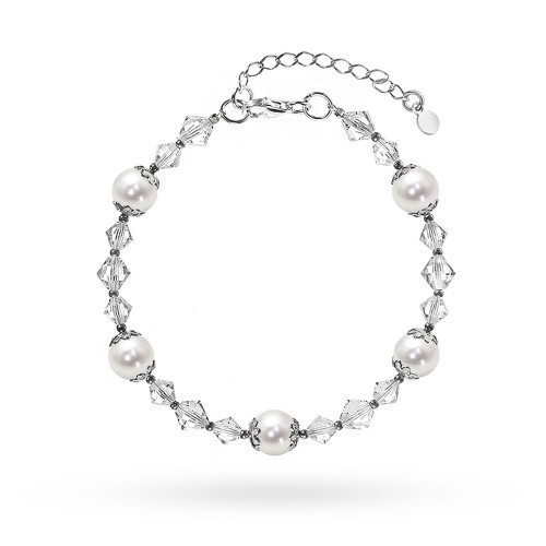 Bransoletka na ślub Swarovski białe perły i kryształy BW018 marko