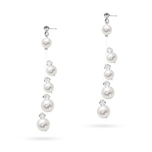 Biżuteria ślubna Swarovski Elements kolczyki z kryształkami i perłami na żyłce