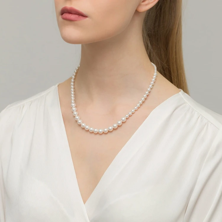 Naszyjnik ślubny z perłami Swarovski srebro 925 NW010 marko