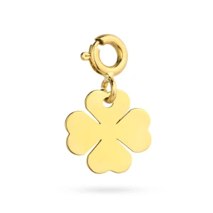 Złota zawieszka pełna koniczynka Charms