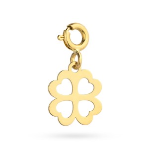 Złota zawieszka koniczynka serduszka Charms