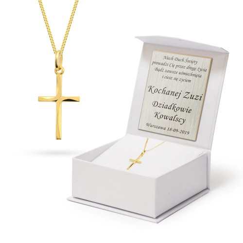 Złoty męski łańcuszek pancerka z krzyżykiem D041-333-L015 marko