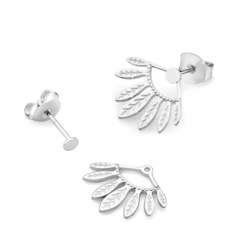 Srebrne kolczyki dwuczęściowe nausznice ear jacket listki Virino K221-925-S marko