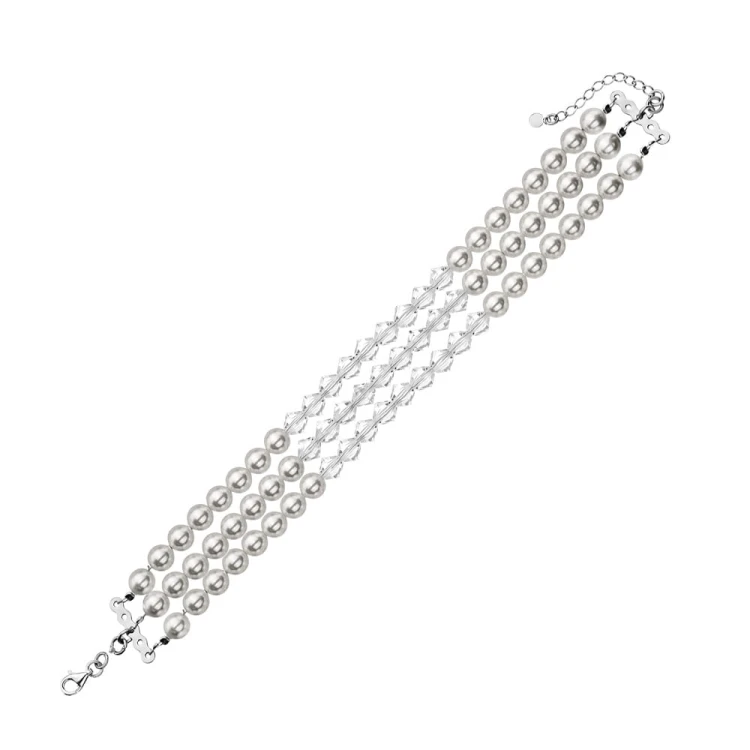 Bransoletka ślubna z perłami i kryształami Swarovski  BW030 marko