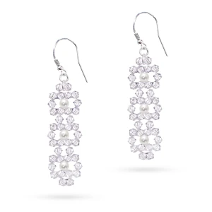 Wiszące kolczyki ślubne Swarovski elements perły i kryształy