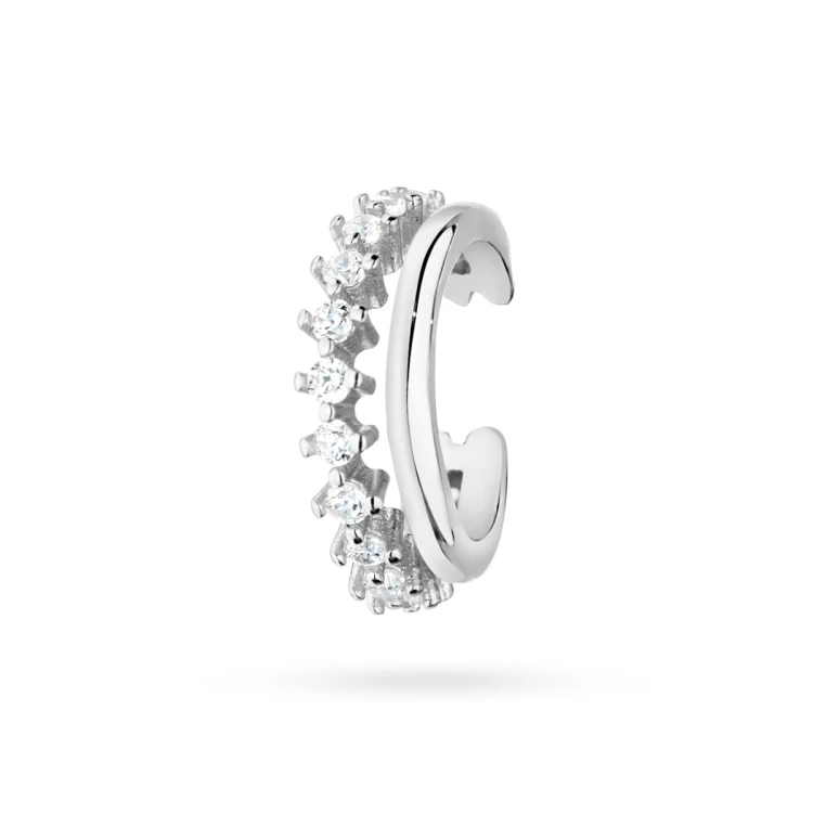 Srebrny kolczyk nausznica nakładka z cyrkoniami fake piercing Soledo K230-925-S marko