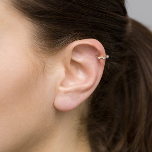 Srebrny kolczyk nausznica nakładka z cyrkoniami fake piercing Soledo