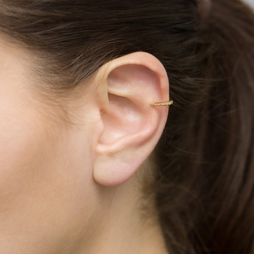 Pozłacany kolczyk nausznica ząbki ćwieki nakładka fake piercing Supreni
