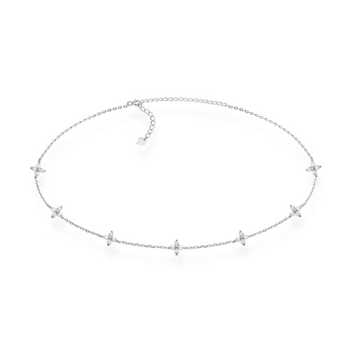 Srebrny naszyjnik choker kwiatki cyrkonie Soledo N881-925-S marko