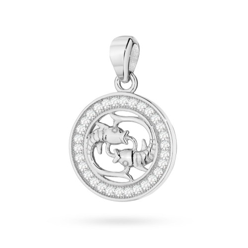 Srebrny wisiorek znak zodiaku w kole Ryby cyrkonie Z624-925-RY marko