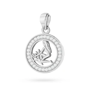 Srebrny wisiorek znak zodiaku w kole Panna cyrkonie