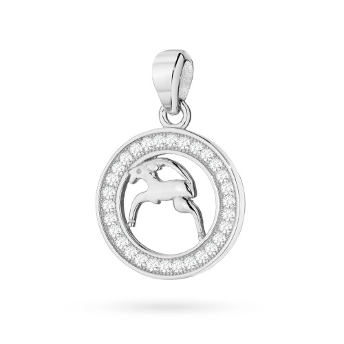 Srebrny wisiorek znak zodiaku w kole Koziorożec cyrkonie Z624-925-KO marko