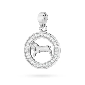 Srebrny wisiorek znak zodiaku w kole Baran cyrkonie